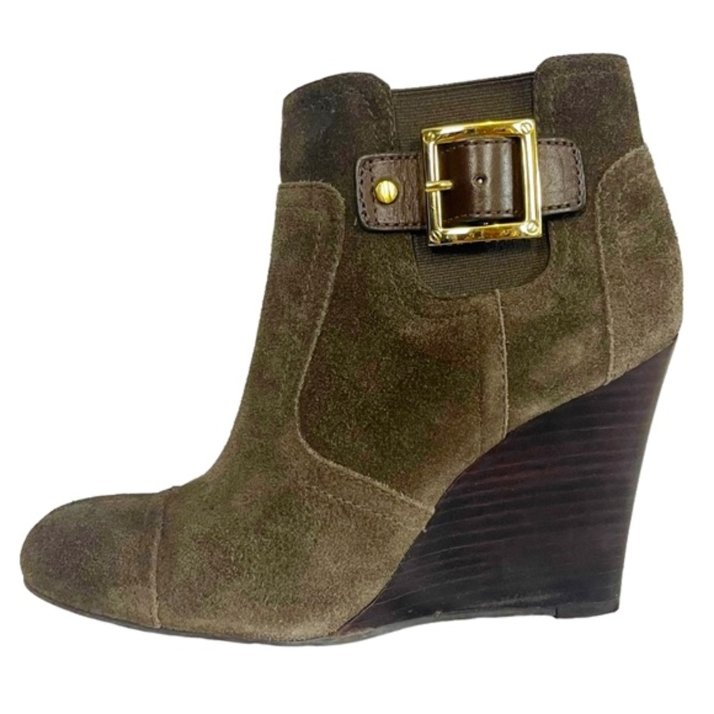 ADRIENNE Tory Burch Olive Green Suede Leather Wedge Ankle Bootie